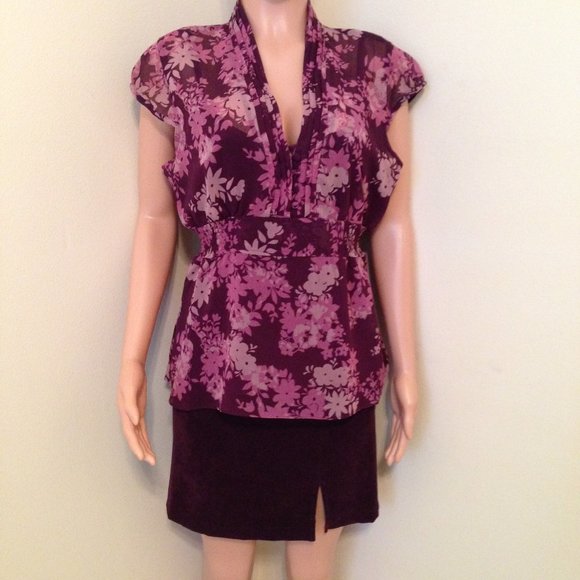Skirt-Wine Color Velvet-Mid Length Short - Picture 3 of 8